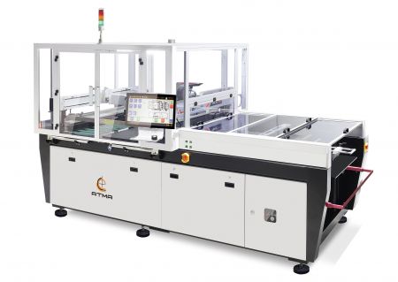 高效視覺對位網印機 - 單機智能自動化整合堆疊進料、印刷和退料為一體,結合視覺系統對版對位,具備居中印刷和多點印長補正功能等,提供高品質高產能的網印方案。